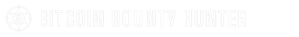 Bitcoin Bounty Hunter Rectangular logo — white ink, 1024 × 128 (8:1) pixels