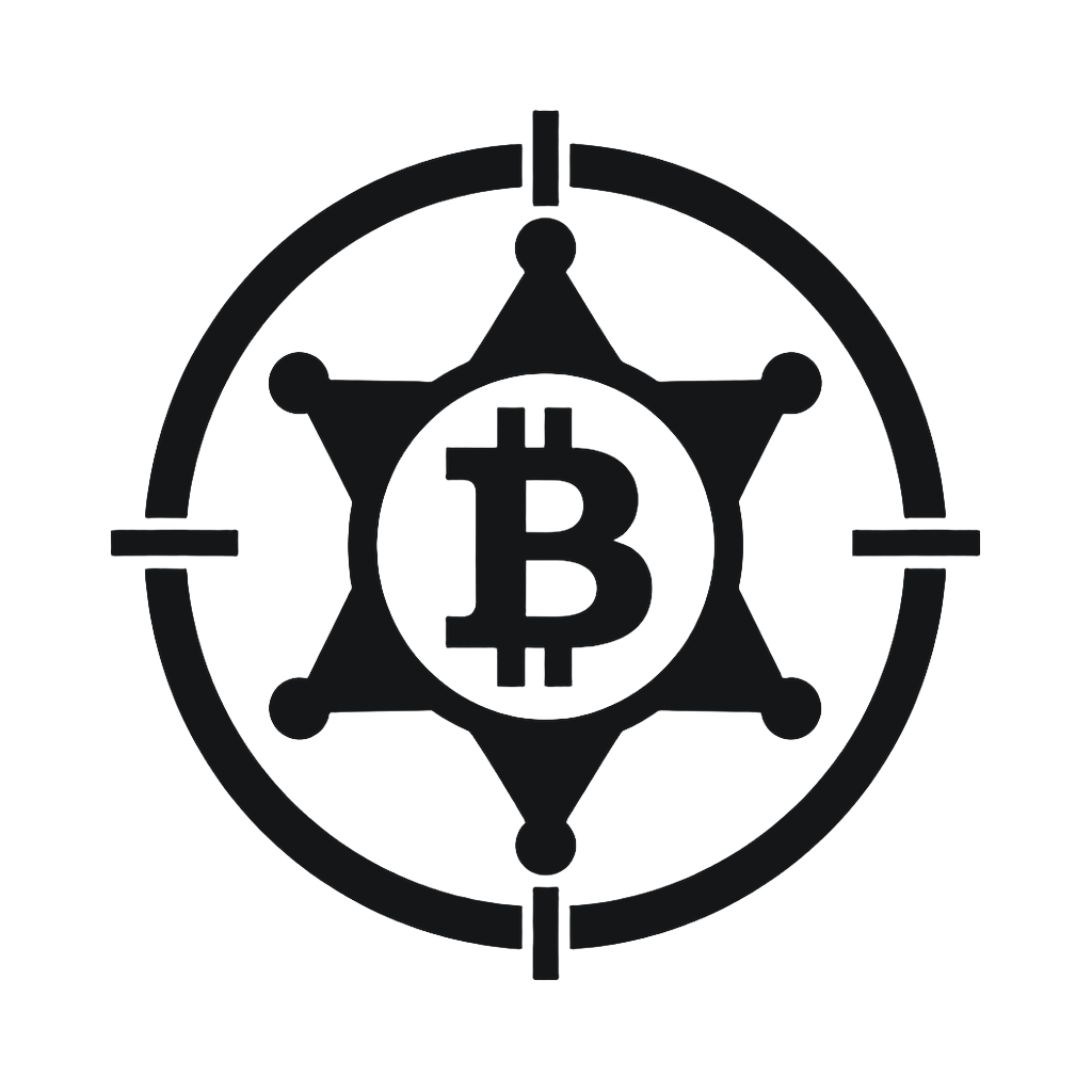 Bitcoin Bounty Hunter Square logo — dark ink, 1024 × 1024 pixels