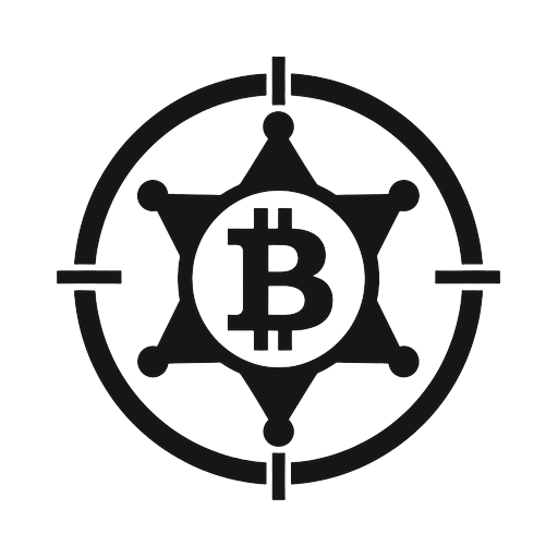 Bitcoin Bounty Hunter Seal on white, 512 × 512 pixels